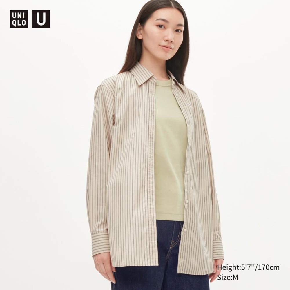 Uniqlo U Sheer Striped Long Sleeve Shirt - Size S